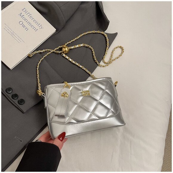 Quilted Chain Strap Mini Crossbody Bag w/Charm /Multiple colors available - Picture 12 of 14